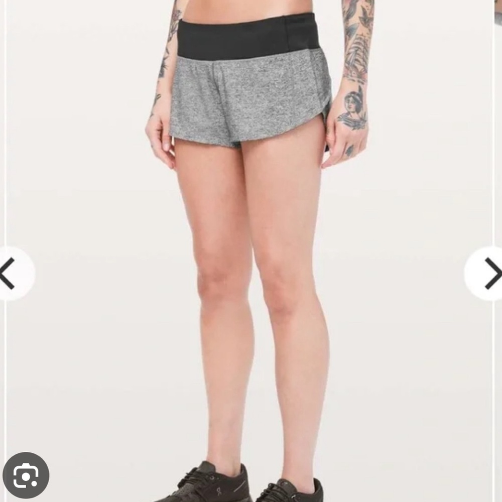 Lululemon heathered grey speed up shorts